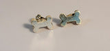 Dog bone stud earrings, sterling silver, handmade gift for pet owner