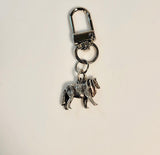 Dog keychain, sterling silver, handmade gift for Collie owner