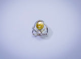 Handmade Sterling Silver Gold Color Rutilated Quartz Ring: Statement Jewelry