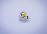 Gold color rutilated quartz ring, sterling silver handmade gemstone ring, statement jewelry, gift for her