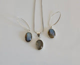 Labradorite earrings and necklaces set, sterling silver handmade jewelry, gift for her