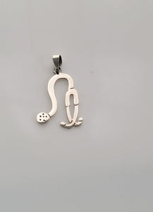 Stethoscope necklace, Sterling silver pendant for medical student or professional.