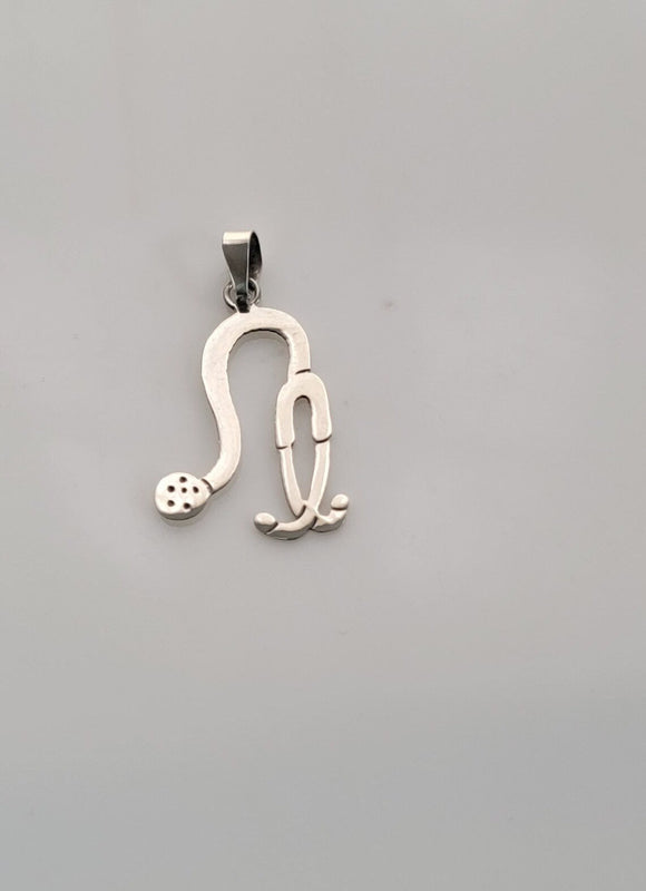 Stethoscope necklace, Sterling silver pendant for medical student or professional.