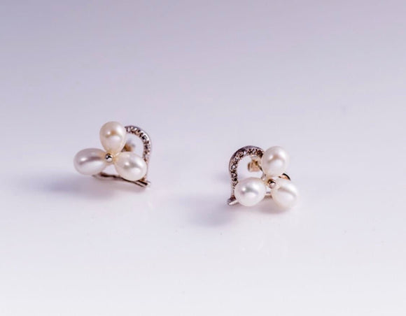 Cluster Pearl Earrings, Gift of Love, for bridal gift, wedding or any Special occasion