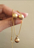 Gold ball earrings and pendant set, 10mm post studs and necklace, Christmas gift