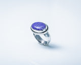 Purple Oval ring, Charoite lavender stone, connects to 7th or crown chakra