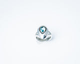Blue Topaz Statement Ring: Thick Silver Band, December Birthstone