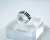 Handmade Sterling Silver Band Ring: Black Accent Wedding Band