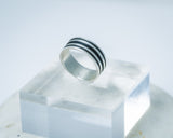 Silver band ring black accent, mens ring sterling band, handmade pinky or thumb ring, artfully crafted, wedding ring, gift for boyfriend
