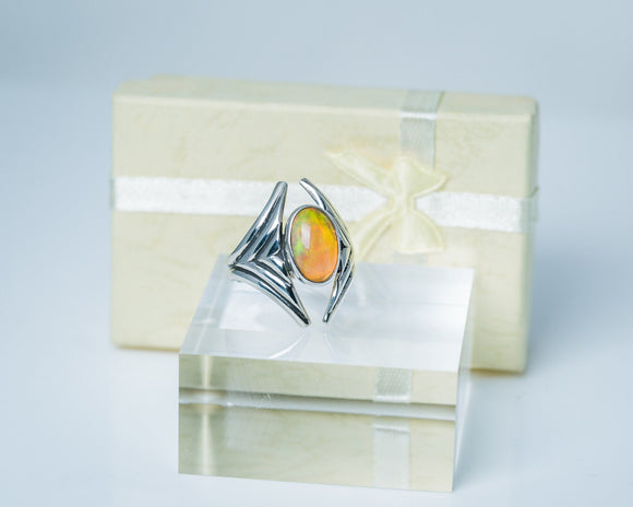 Rare Opal ring, sterling silver, 14th anniversary gift, October birthstone, gift for her, Ethiopian opal stone ring