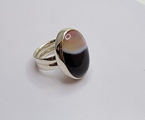 Handmade ring, oval brown stone, one of a kind, artisan jewelry