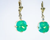 White rainbow drop Earrings Sterling silver dangle earring with round gemstone, gift for her