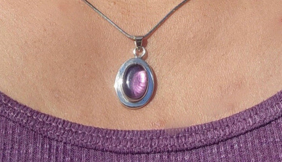 February Birthstone Purple amethyst Necklace, sterling silver handmade gift for her birthday gift unisex cool for Mothers Day gift