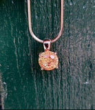 Citrine pendant, sterling silver chain necklace, November birthstone, birthday gift