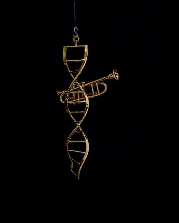 DNA Art Mobile with Trumpet Brass Handcrafted Science Double Helix  Art by Chester Allen