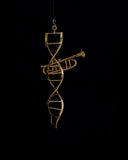 DNA Art Mobile with Trumpet Brass Handcrafted Science Double Helix  Art by Chester Allen