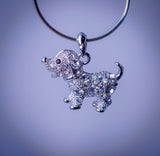 Crystal Dalmatian Dog Pendant: Sterling Silver Necklace