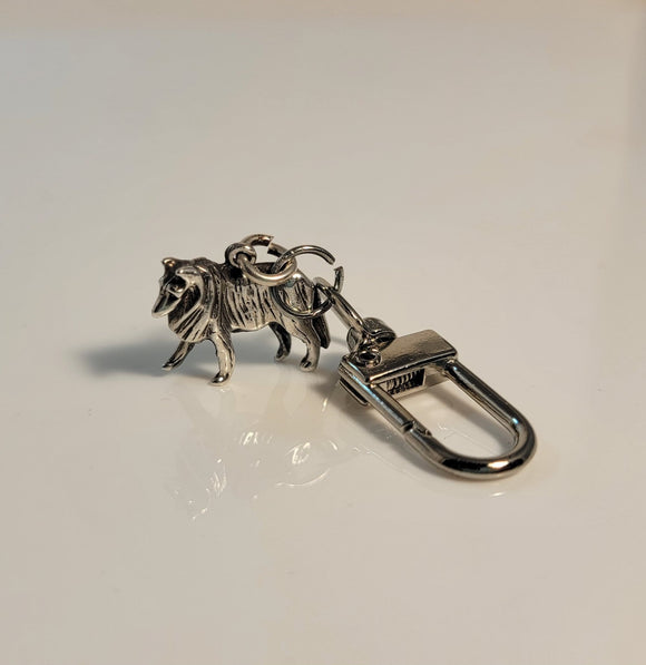 Dog keychain, sterling silver, handmade gift for Collie owner