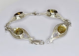 Gold color rutilated quartz link bracelet, sterling silver handmade gemstone bracelet, statement jewelry, gift for her