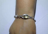 Gold color rutilated quartz link bracelet, sterling silver handmade gemstone bracelet, statement jewelry, gift for her