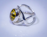 Handmade Sterling Silver Gold Color Rutilated Quartz Ring: Statement Jewelry