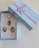 Handmade Sterling Silver Labradorite Jewelry Set: Earrings & Necklace
