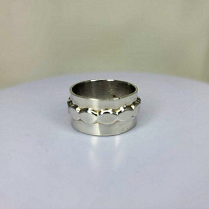 Wide Silver band, man ring sterling silver, handmade jewelry, raised scalloped accent, wedding ring, gift for boyfriend, men wedding band