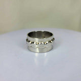 Wide Silver band, man ring sterling silver, handmade jewelry, raised scalloped accent, wedding ring, gift for boyfriend, men wedding band