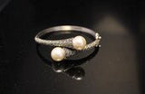 Gray Pearl bracelet with Marcasite set in sterling silver, Bangle gift for her, Mothers Day  gift for her