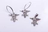 RN Caduceus Jewelry Set: Silver Nurse Necklace & Earrings