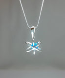 Atom pendant, Sterling Silver with blue crystal birthstone jewelry, Mothers Day gift