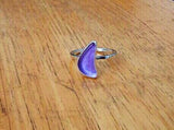 Sea glass ring, purple ring, beach comer gift, Beach glass jewelry, birthday day gift for her, vacay memories, pinky ring