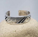 Handmade Heavy Sterling Silver Cuff Bracelet - Adjustable Metal Accent Design