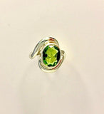 Faceted Oval Peridot Ring: Handmade Sterling Silver August Birthstone