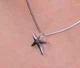 Sterling Silver Starfish Necklace: Ocean Inspired Celestial Jewelry