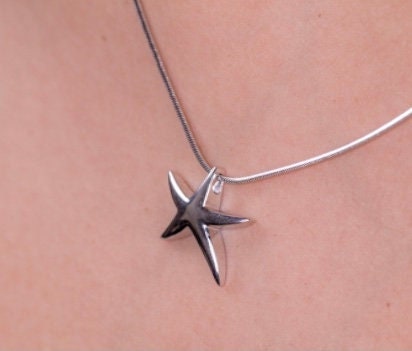 Sterling Silver Starfish necklace, ocean inspired jewelry, gift to bring intuition, growth, this celestial being represents Divine Love