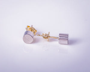 Cool cylinder stud earrings, sterling silver minimalist jewelry