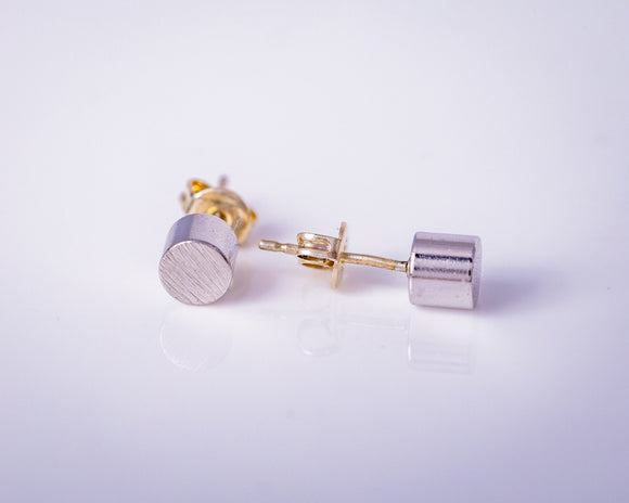 Cool cylinder stud earrings, sterling silver minimalist jewelry