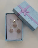 Rose quartz jewelry set 925, gift for universal love and healing, beautiful pink gemstone earring necklace set, Christmas gift