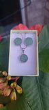 Jade Green gemstone jewelry set, Sterling silver Aventurine floral pendant and earrings, Mothers Day gift for her