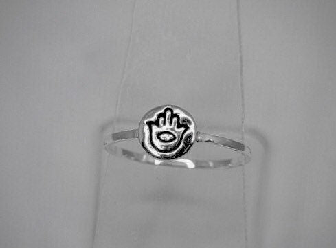 Hanukkah gift, Hamsa hand ring, sterling silver Hand of Fatima, evil eye protection, Kabbalah jewelry yoga, judaica, minimalist jewelry