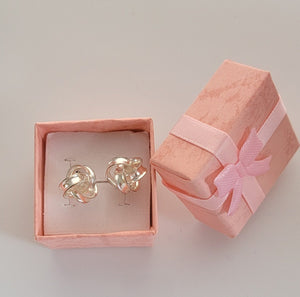 Love knot stud earrings, sterling silver handmade jewelry, Mothers Day gift for her