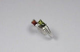 Sterling Silver Statement Ring: Red & Green Gemstones, Handmade