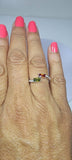Statement Ring, red, green gemstones, sterling silver, January Birthstone,  handmade Mothers gift for her