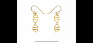 DNA gold drop earrings, double helix jewelry for genetics gift, graduation gift for her, handmade dangle earrings, science genetics jewelry