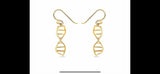 DNA gold drop earrings, double helix jewelry for genetics gift, graduation gift for her, handmade dangle earrings, science genetics jewelry