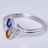 Blue and Golden topaz bracelet set in sterling silver, unique double gemstone, handmade jewelry gift for Ukrainian