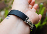 Black silver cuff bracelet, Casual, activewear, gift for outdoors, hiker, gift for boyfriend, gift for her