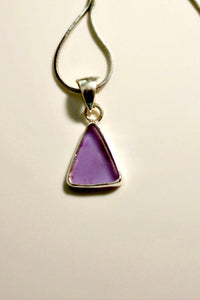 Purple sea glass necklace, triangle seaglass pendant, August gift ideas, beach tropical jewelry, sea comers gift, summer memories