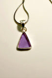 Purple sea glass necklace, triangle seaglass pendant, August gift ideas, beach tropical jewelry, sea comers gift, summer memories